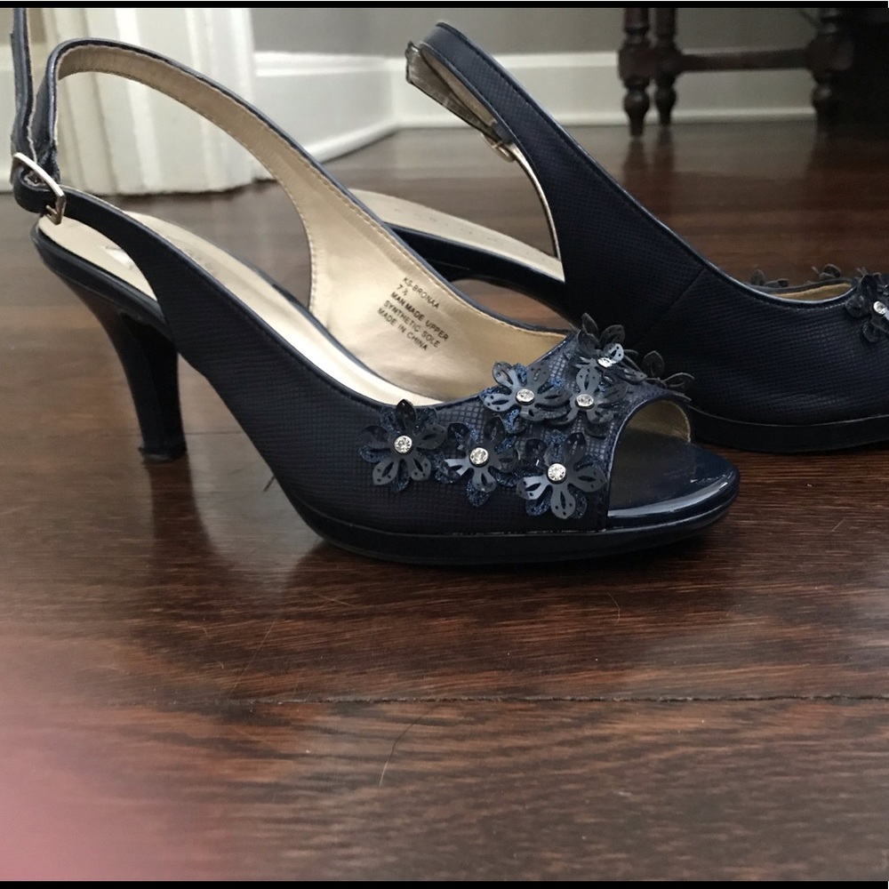 Blue high heel with sling back